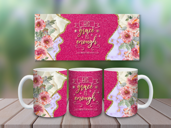 Charming Pink His Grace Mug with Floral Design