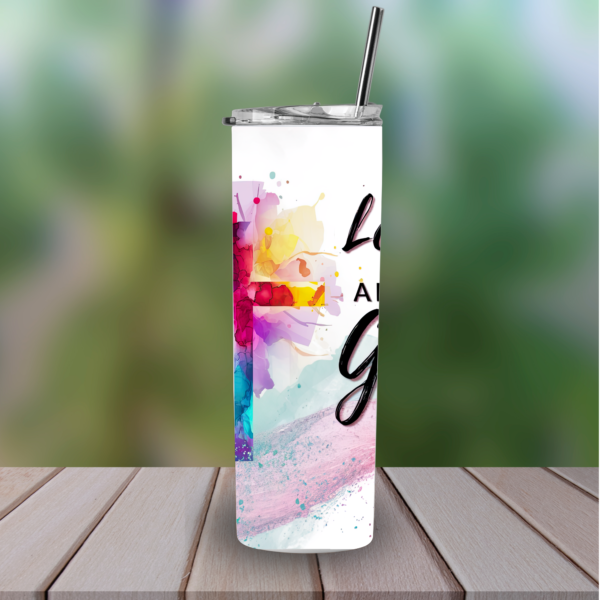 Vibrant 'Let Go Let God' White Tumbler: A Perfect Blend of Style and Inspiration